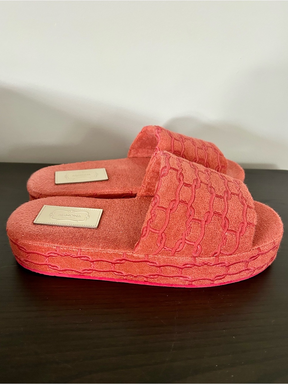 AGNONA stretch cotton terry slippers